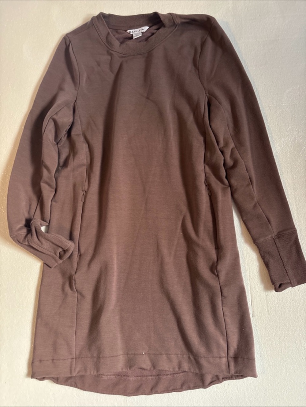 Athleta Brown Long Sleeve Pullover Dress